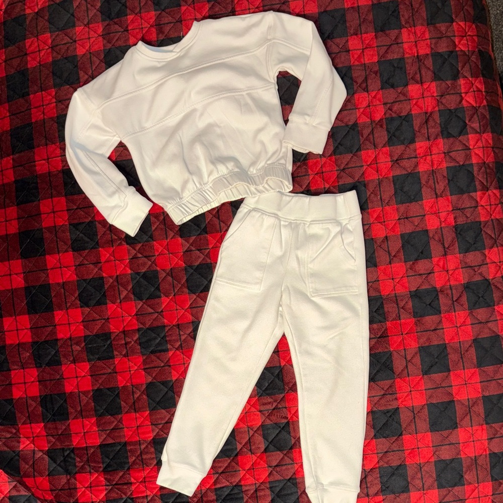 Kids White Sweatshirt and Joggers Set